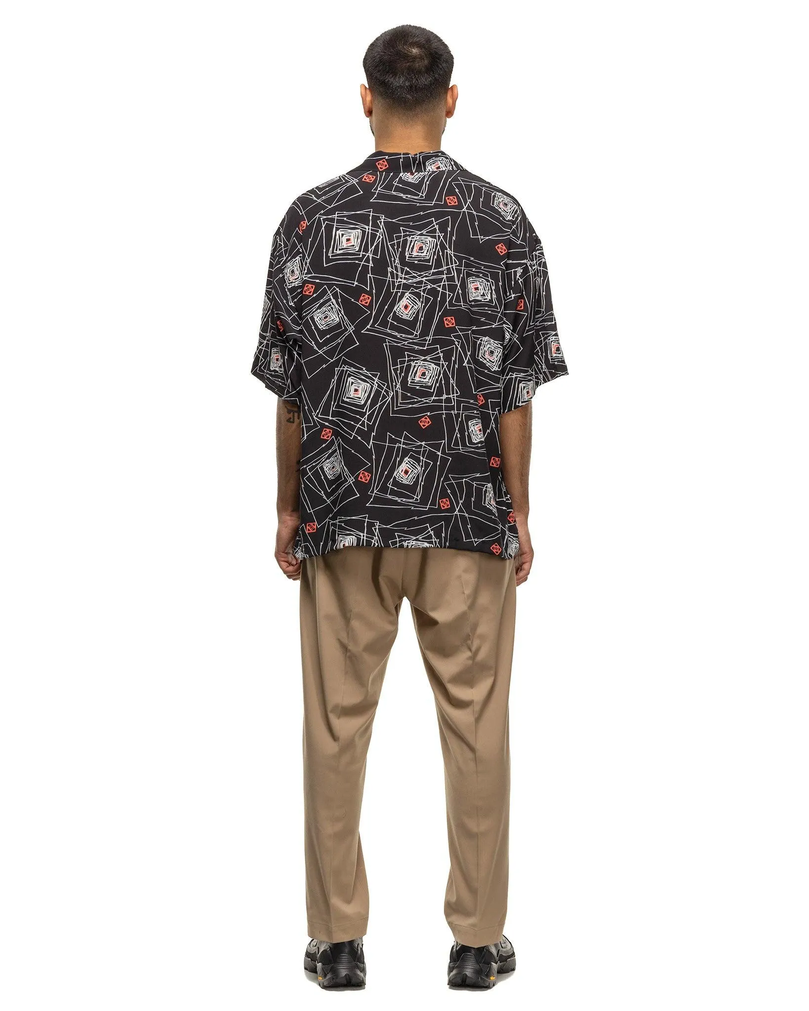 Geometric Hawaiian Shirt SS Black