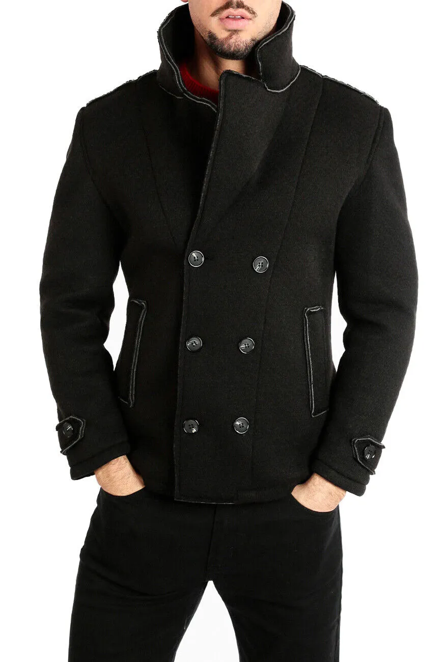 Giacca cappotto uomo invernale nero slim fit Blazer elegante 100% made in Italy