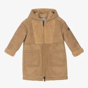 Girls Brown Faux Shearling Coat