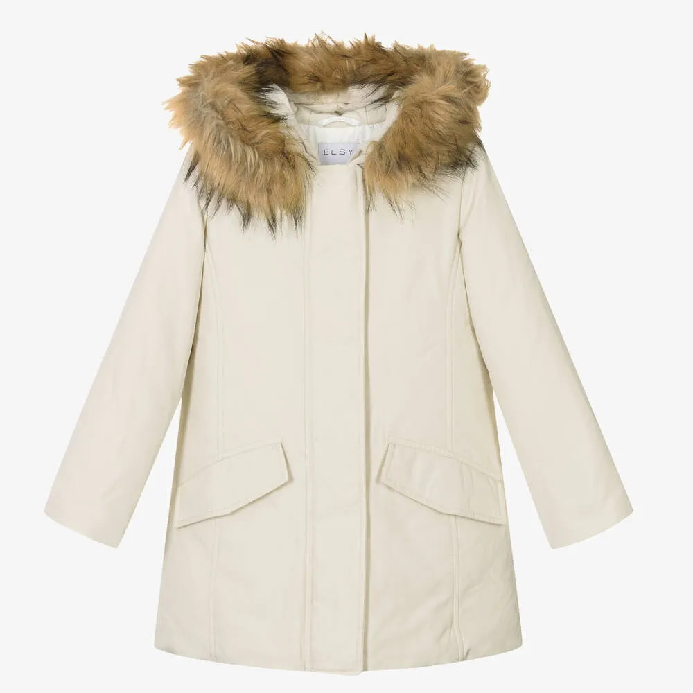 Girls Ivory Down Padded Coat