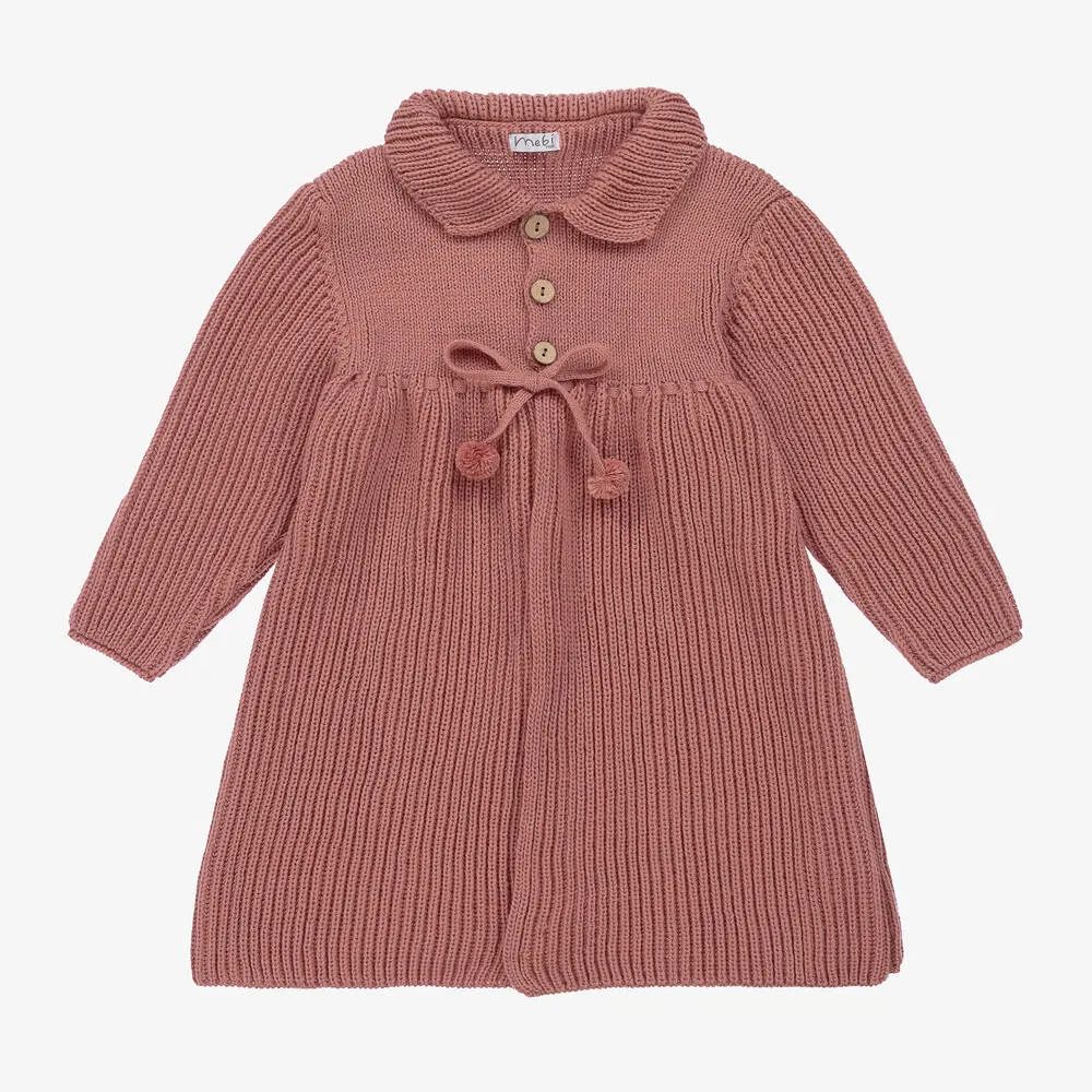 Girls Pink Knitted Coat