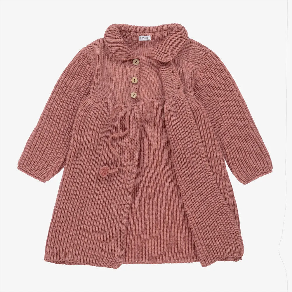 Girls Pink Knitted Coat