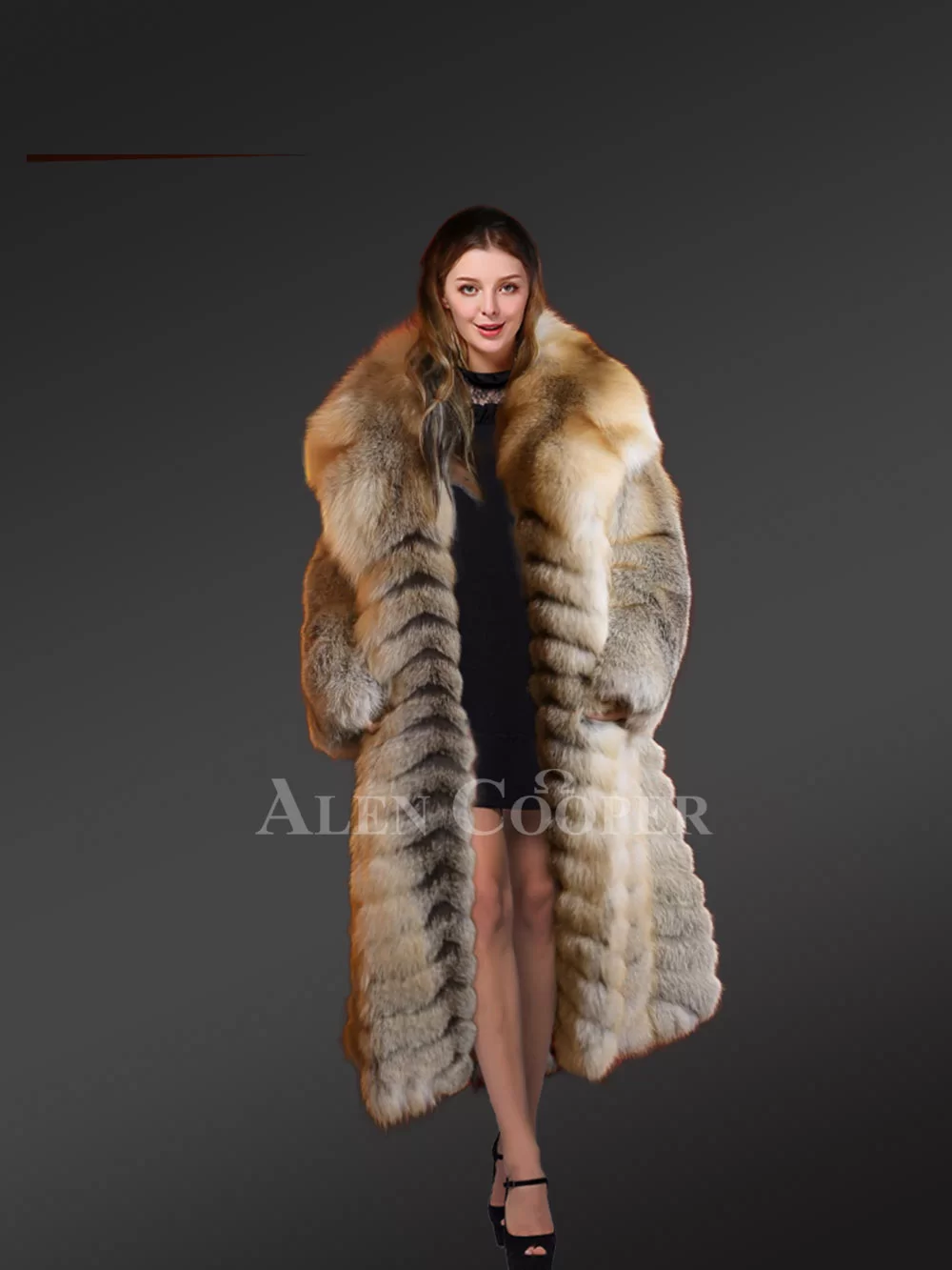 Golden Fox Fur Long Coat