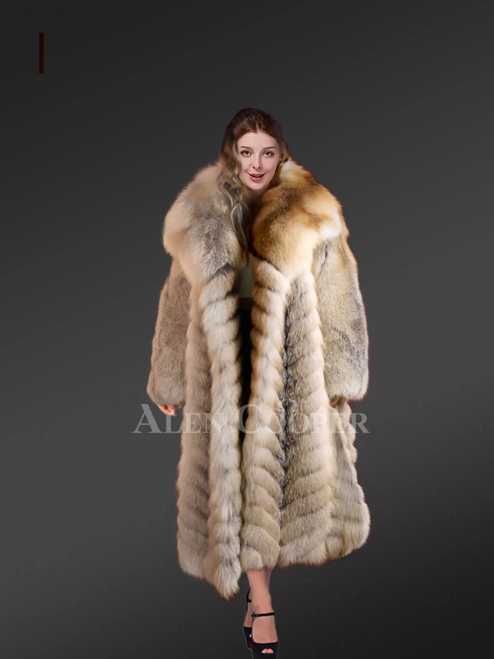 Golden Fox Fur Long Coat