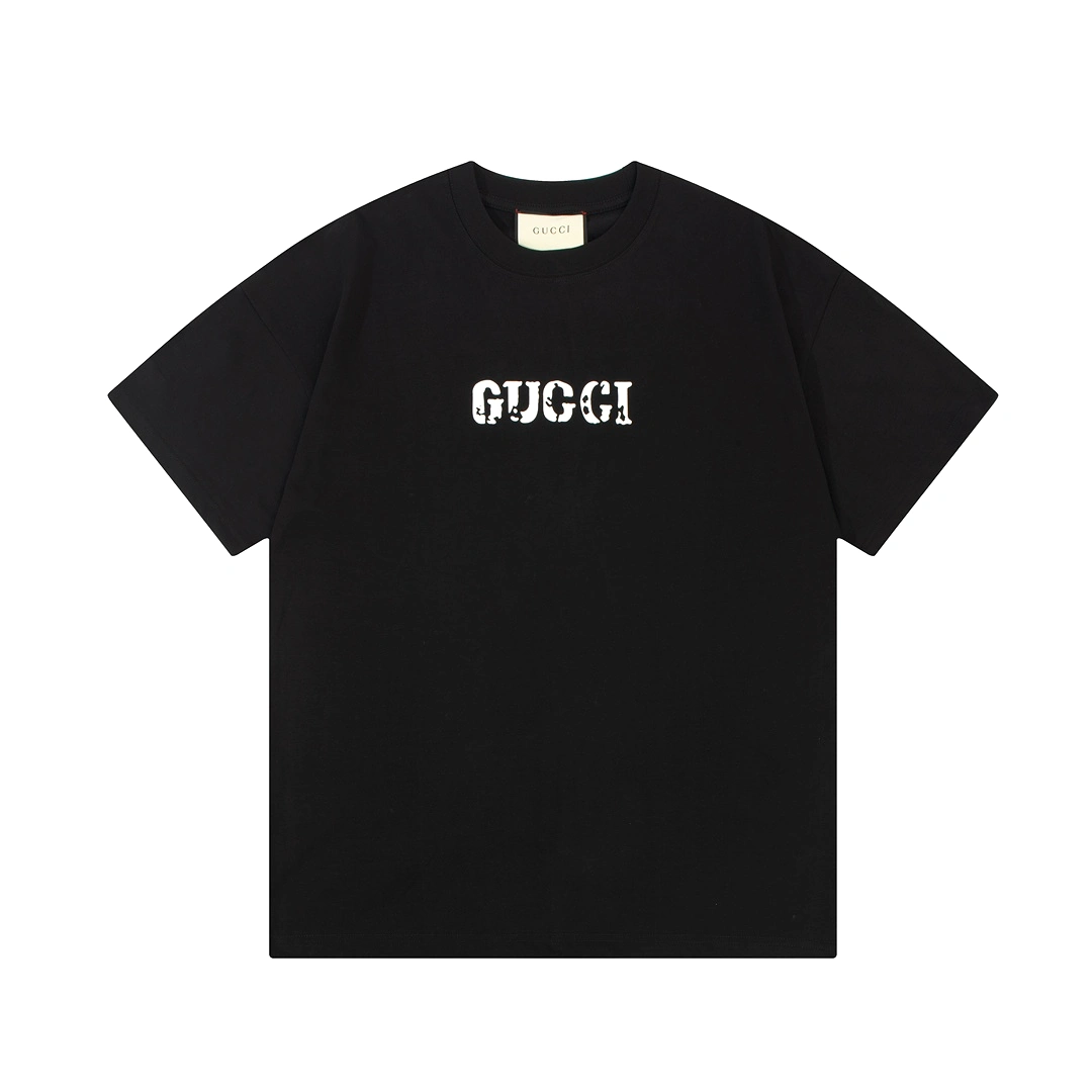 Gucci simple letter print logo short-sleeved T-shirt Black 1.3