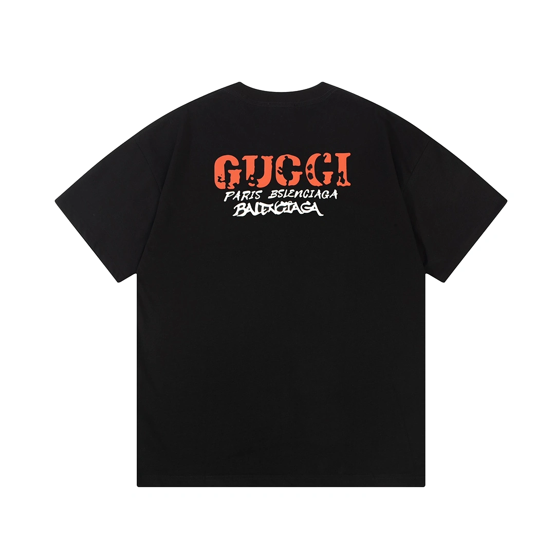 Gucci simple letter print logo short-sleeved T-shirt Black 1.3