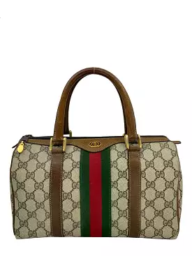 Gucci Vintage Boston Sherry Line Monogram Canvas Small Satchel Bag