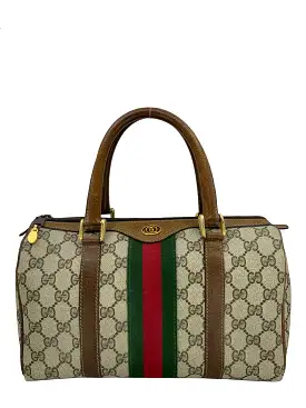 Gucci Vintage Boston Sherry Line Monogram Canvas Small Satchel Bag