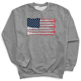 Guys Lacrosse Crewneck Sweatshirt - American Flag 