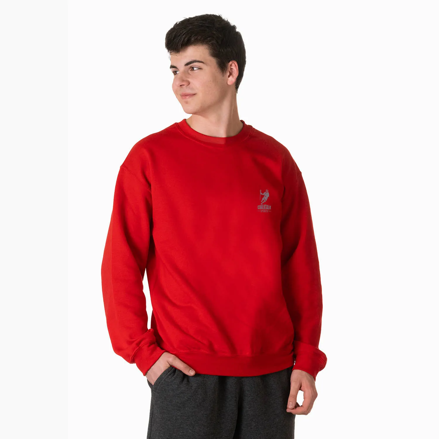 Guys Lacrosse Crewneck Sweatshirt - USA(Back Design) 