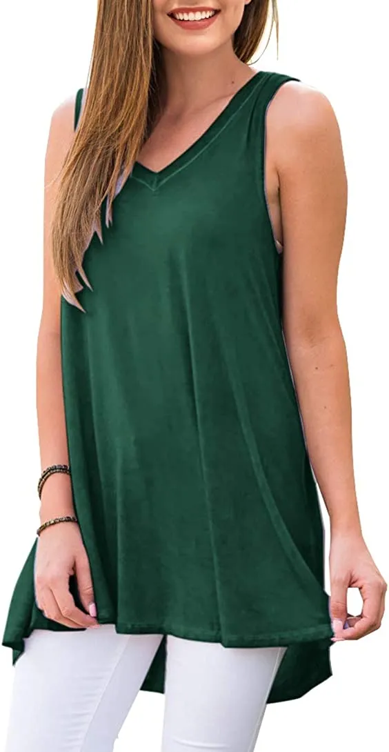 Haute Edition Women's V-Neck Tunic Length Long Tank