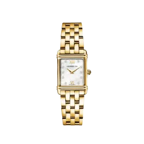 Herbelin Art Deco Rectangular Mother of Pearl Diamond Dial Yellow PVD Watch 17478BP59