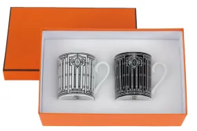 Hermès New Set Of 2 Art Deco Mugs W/Box