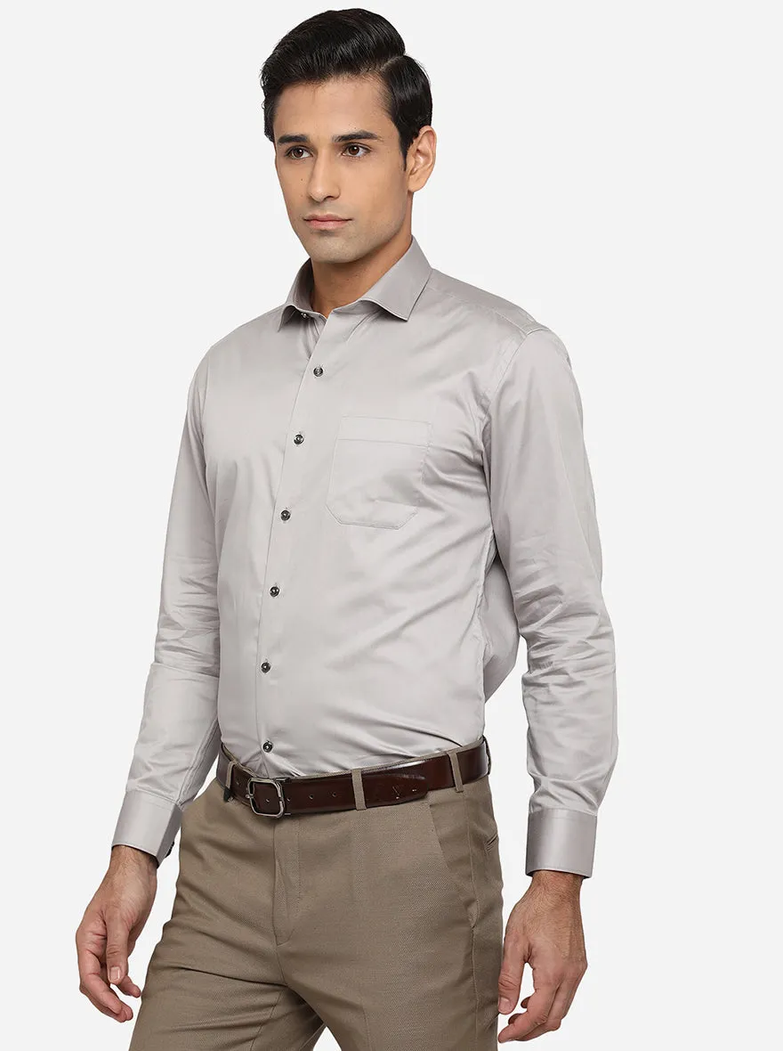 High Rise Grey Solid Slim Fit Party Wear Shirt | Greenfibre