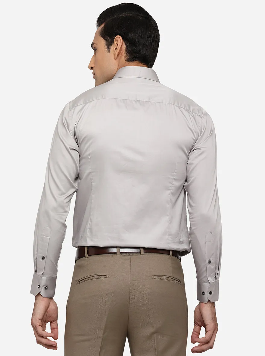 High Rise Grey Solid Slim Fit Party Wear Shirt | Greenfibre