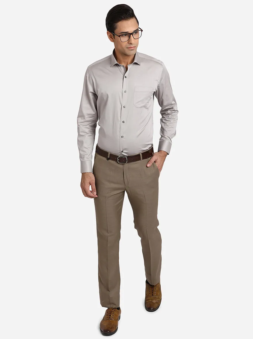 High Rise Grey Solid Slim Fit Party Wear Shirt | Greenfibre