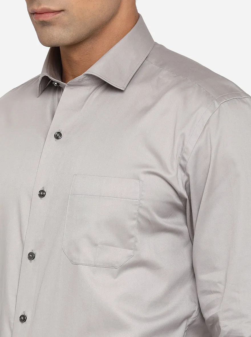 High Rise Grey Solid Slim Fit Party Wear Shirt | Greenfibre