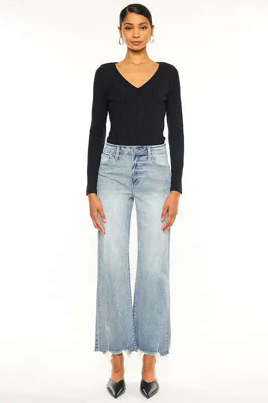 High Rise Slim Wide Leg