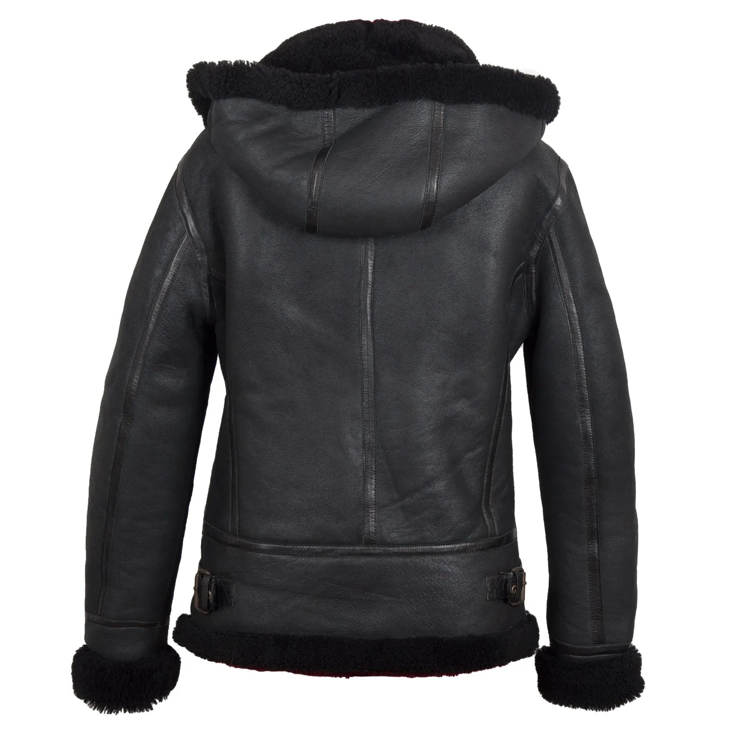 Holly Ladies Luxury Black Hooded Sheepskin Coat