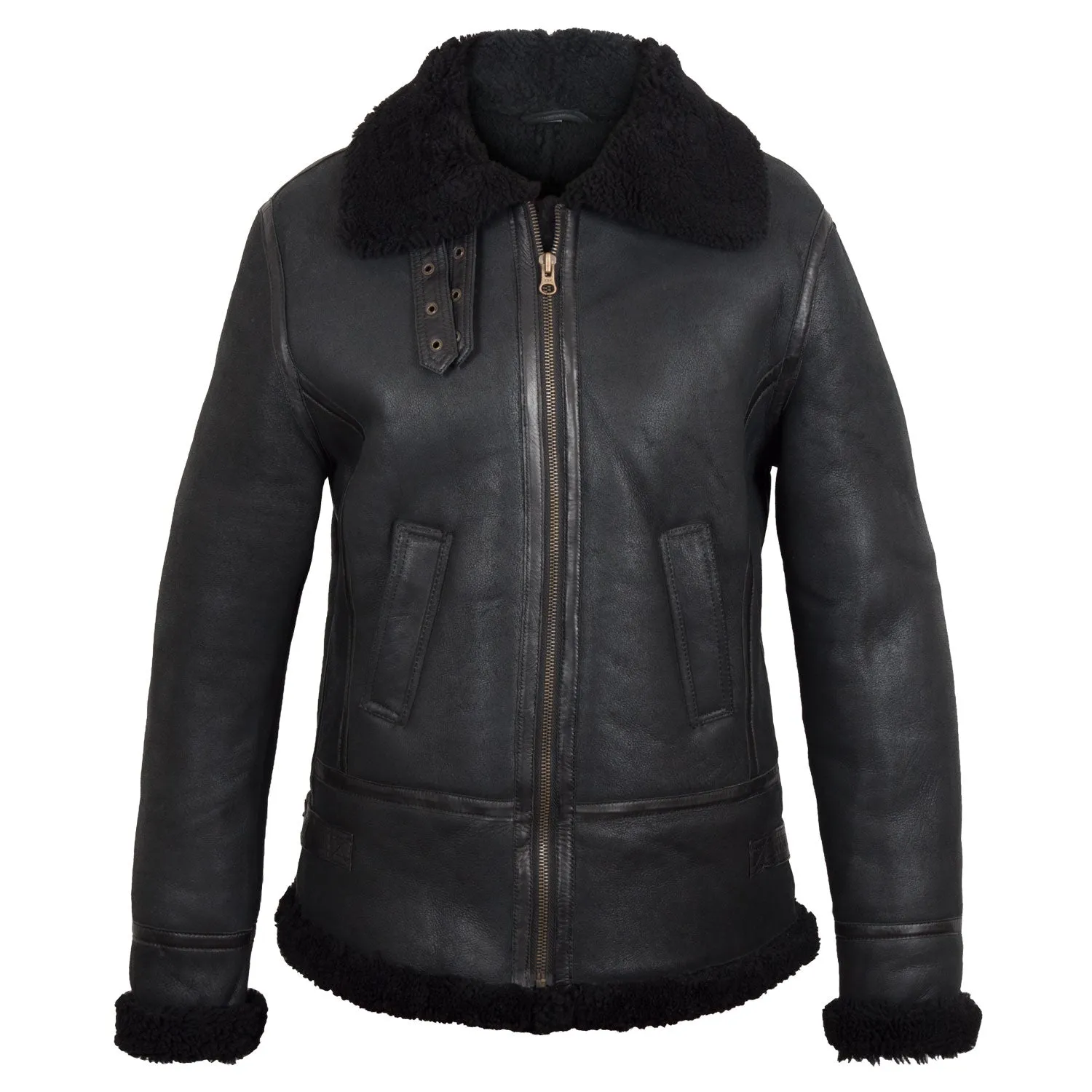 Holly Ladies Luxury Black Hooded Sheepskin Coat