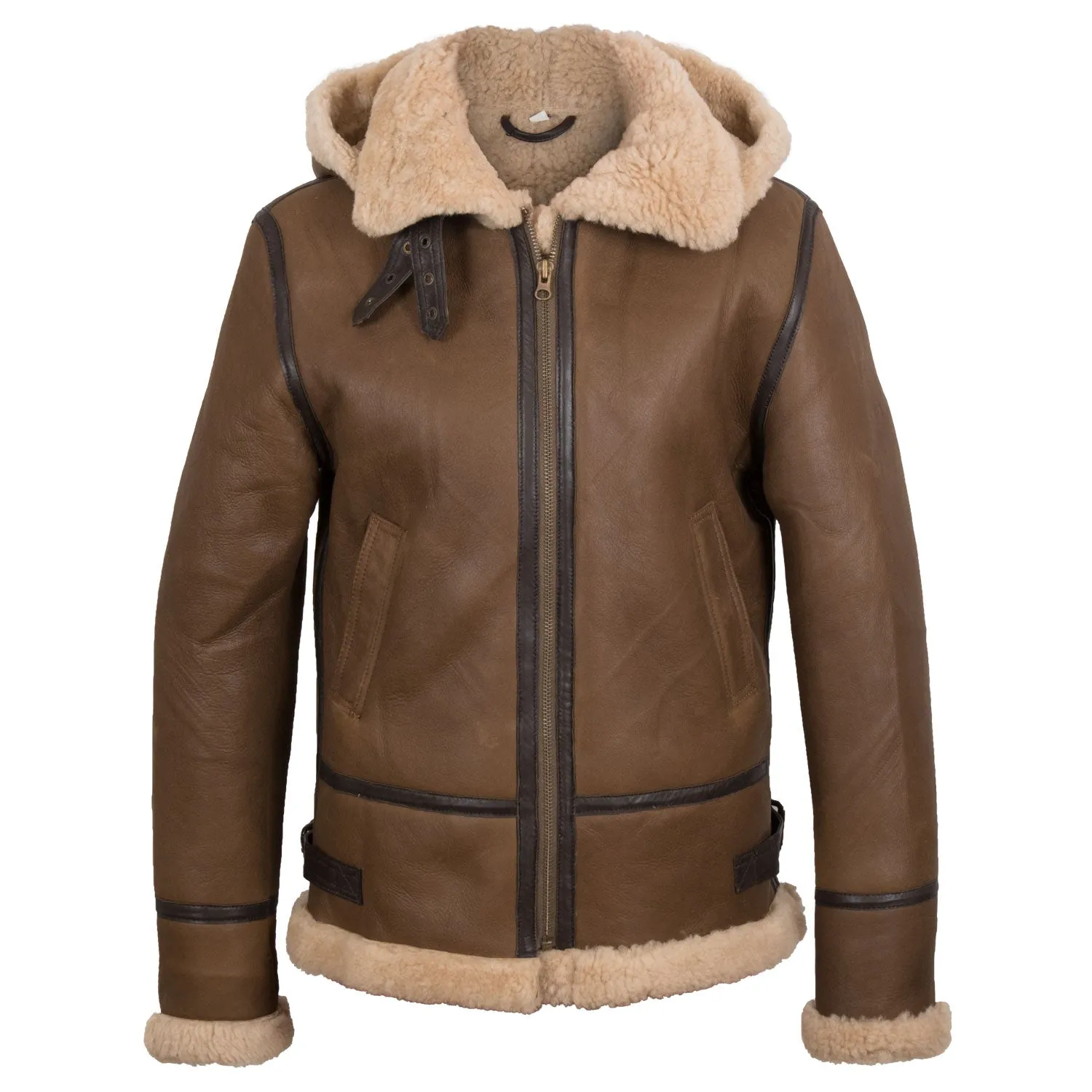 Holly Ladies Luxury Brown Hooded Sheepskin Coat