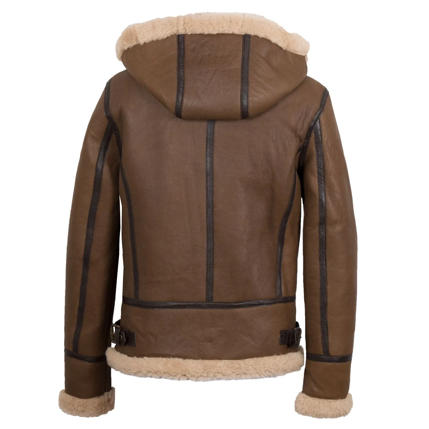 Holly Ladies Luxury Brown Hooded Sheepskin Coat