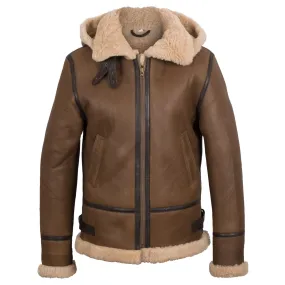 Holly Ladies Luxury Brown Hooded Sheepskin Coat