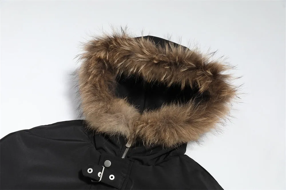 Hooded Men's Winter Fur Collar Loose Cotton-padded Coat