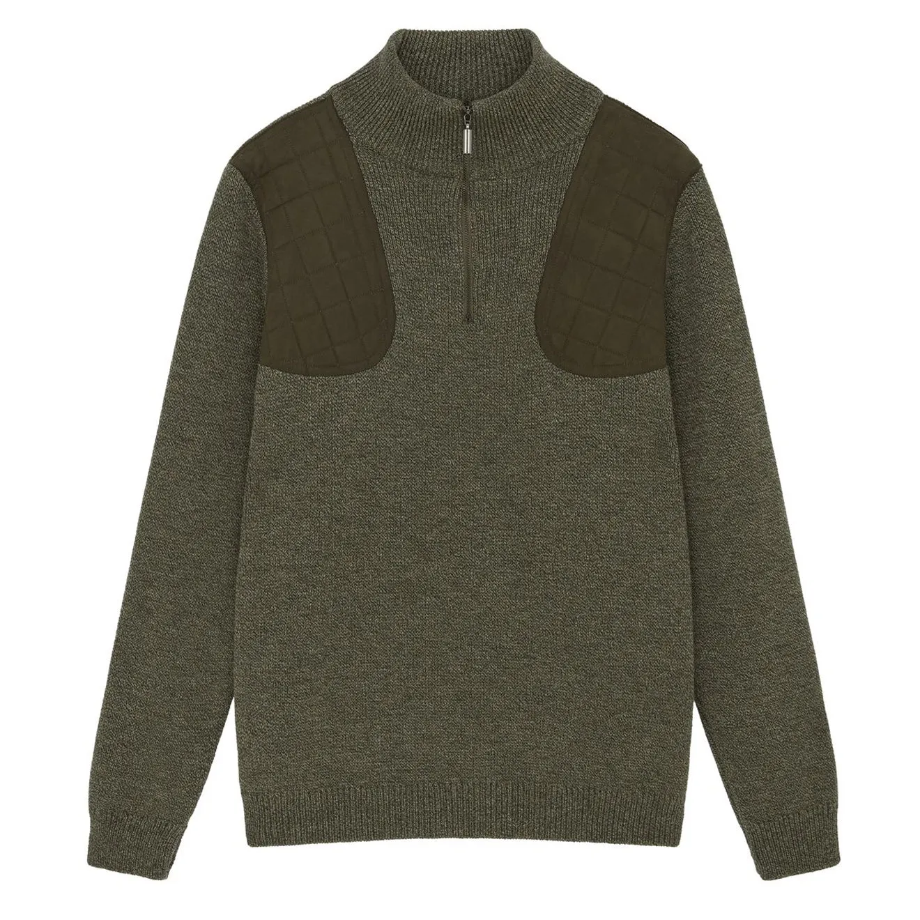 James Purdey Sporting Zip Neck Knit Khaki Green