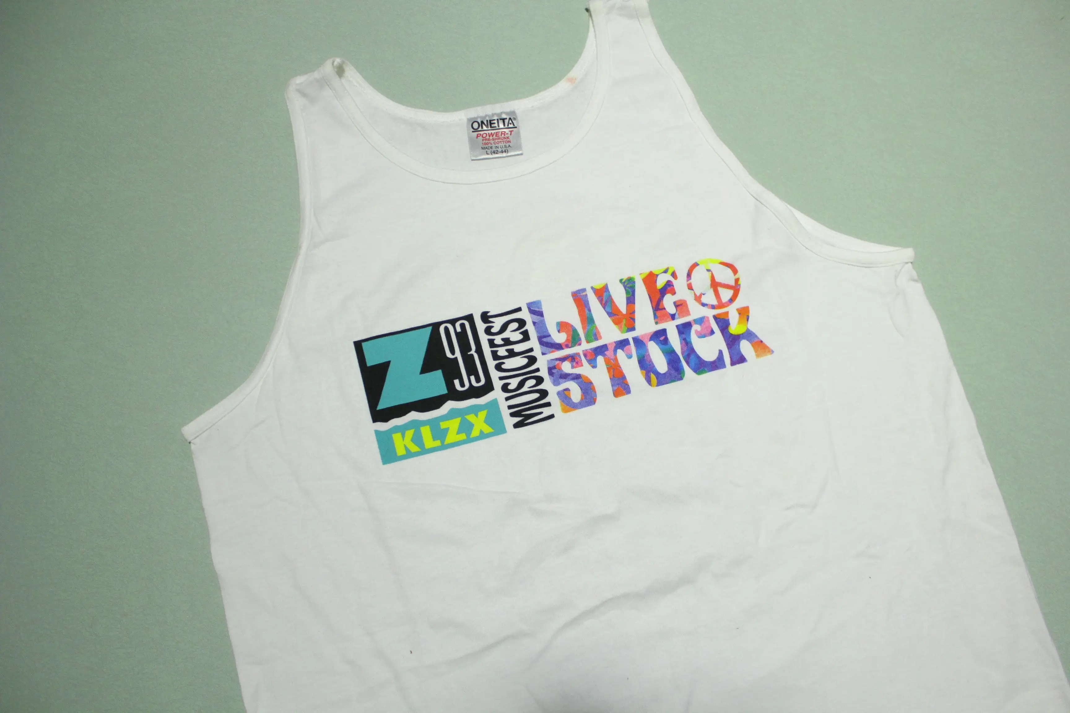 KLZX 93 Live Stock Music Fest Vintage 90's Peace Love Utah Classic Rock Tank Top