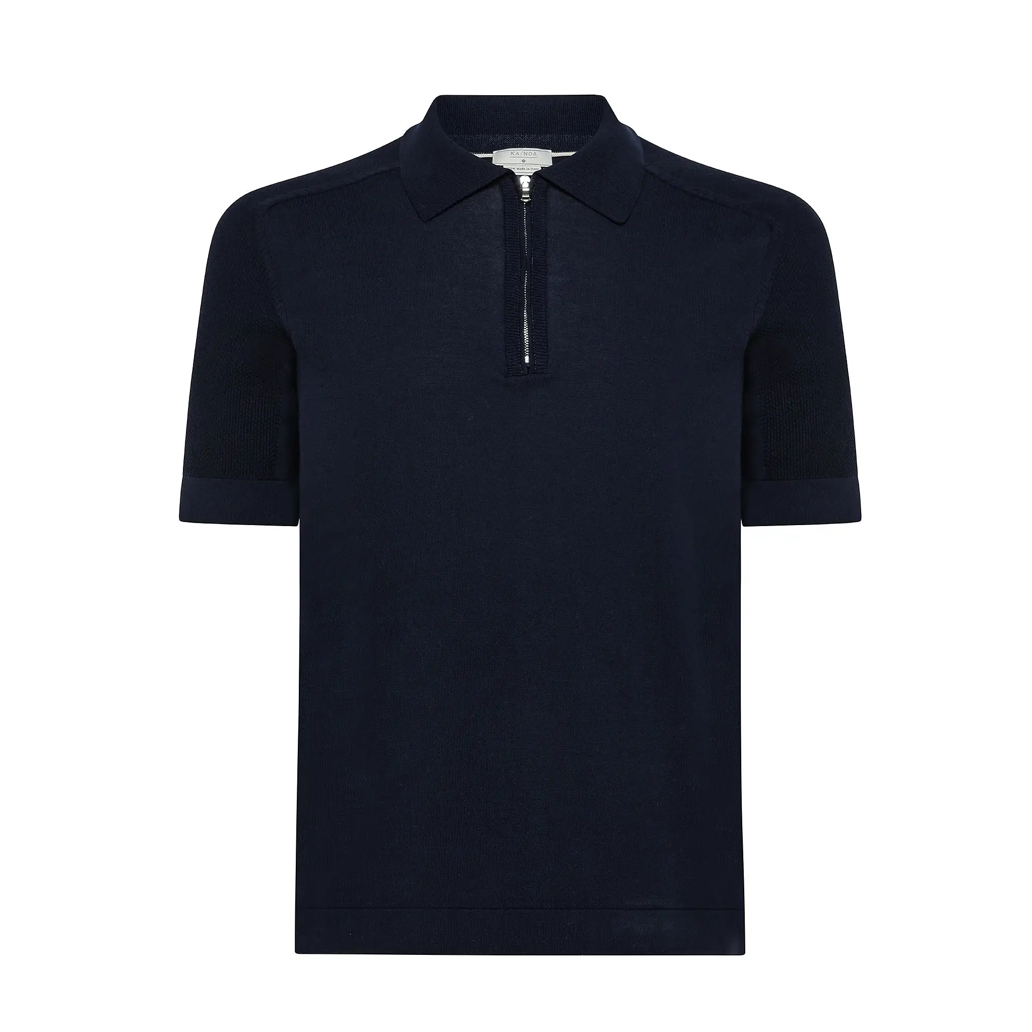 Lauter short-sleeved knitted zipped polo in compact cotton