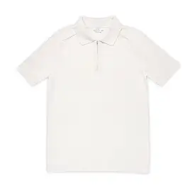 Lauter short-sleeved knitted zipped polo in compact cotton