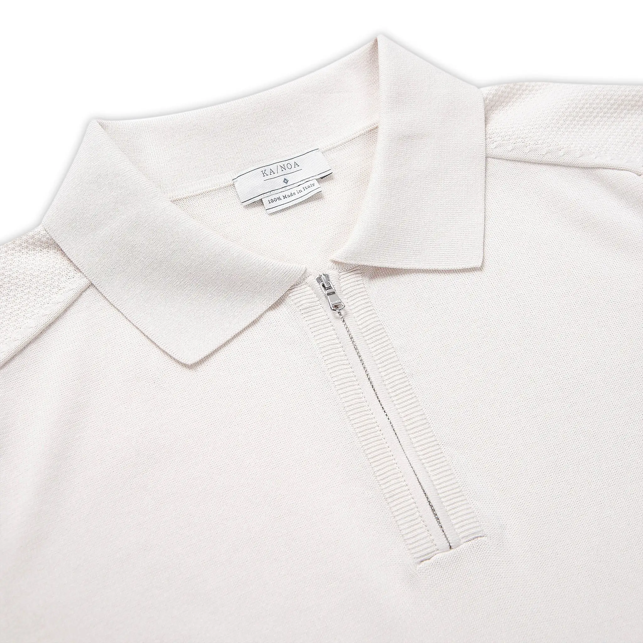 Lauter short-sleeved knitted zipped polo in compact cotton