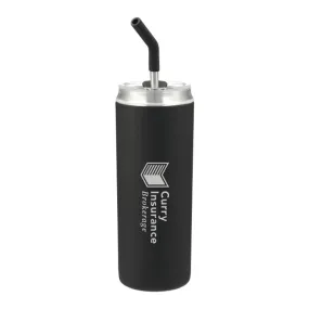 Leed's Black Marka Copper Vac Tumbler w/ SS Straw 20 oz