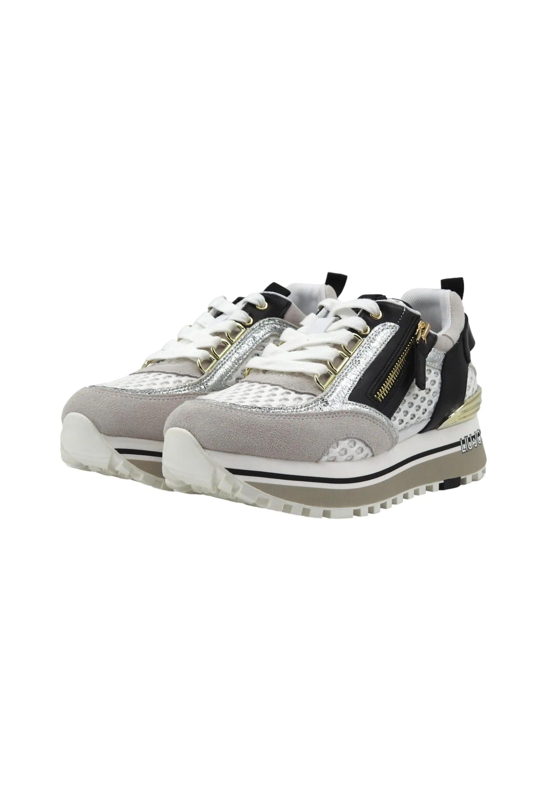 LIU JO Maxi Wonder 72 Sneaker Donna White Black BA4057TX258