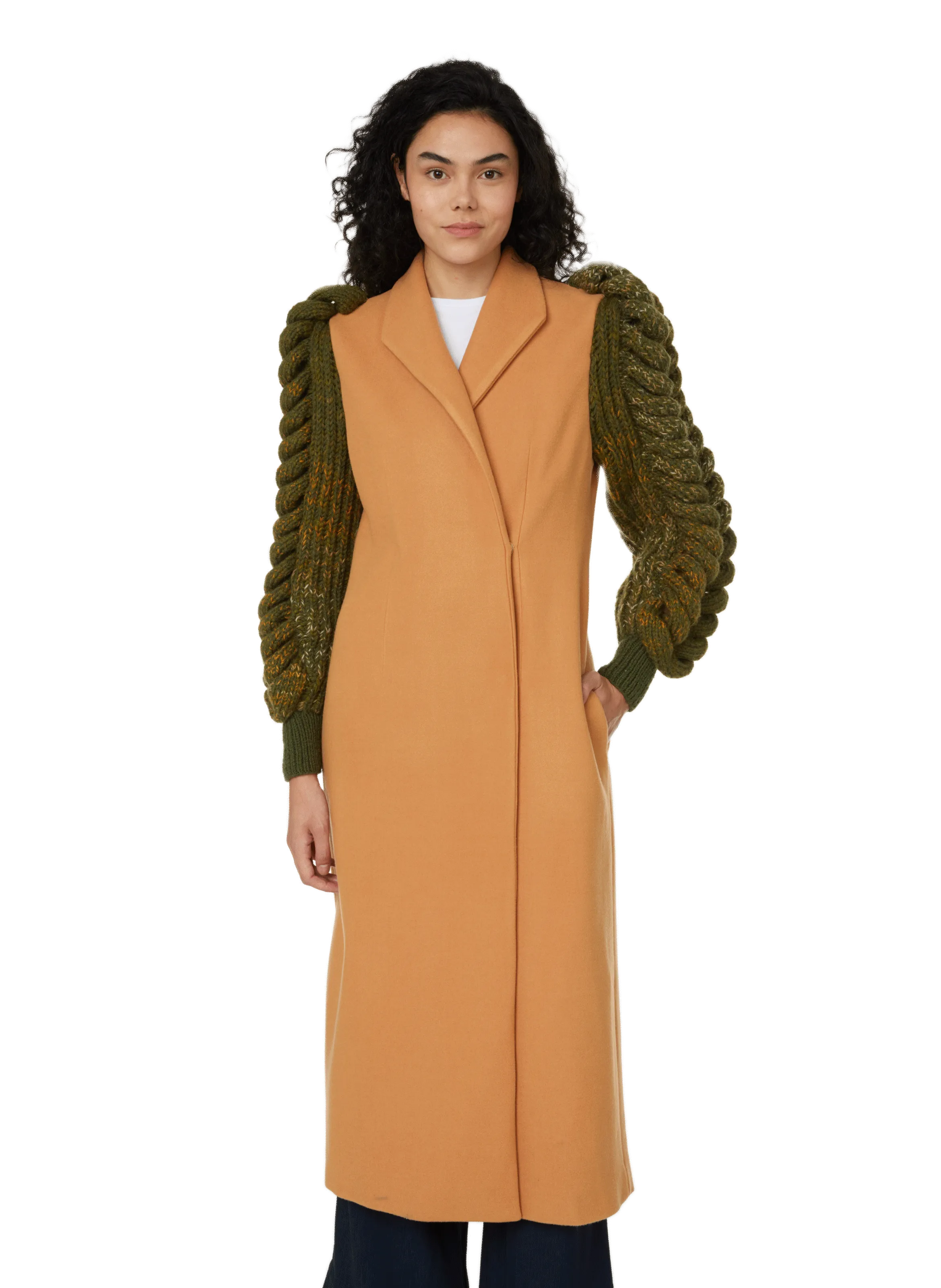 LIYA  Wool and knit coat - Brown