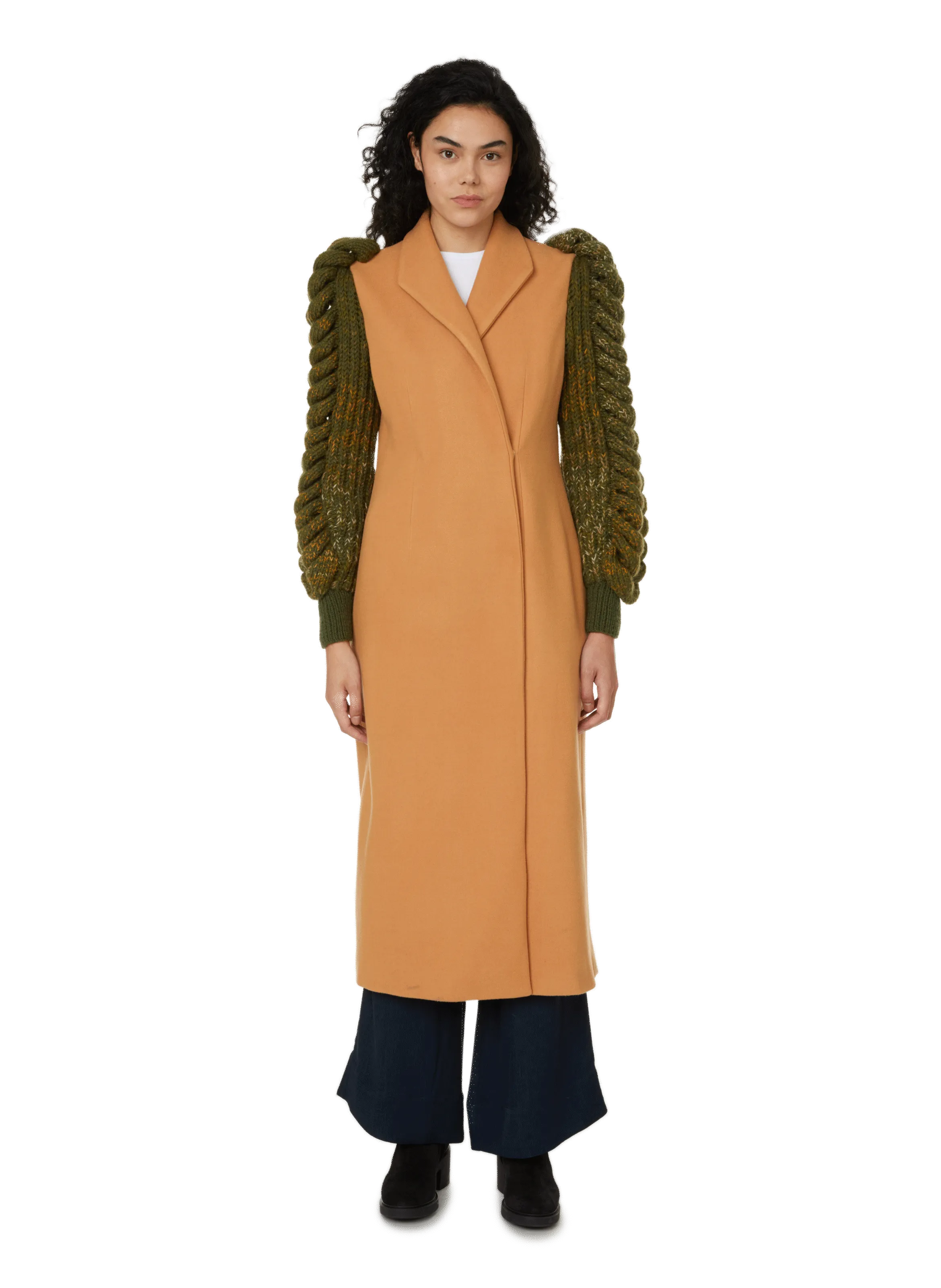 LIYA  Wool and knit coat - Brown