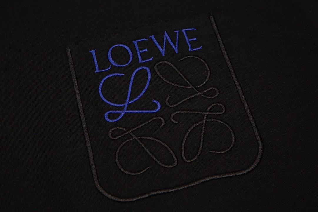 Loew SS23 new series pocket three-dimensional embroidery short-sleeved T-shirt black 6.14