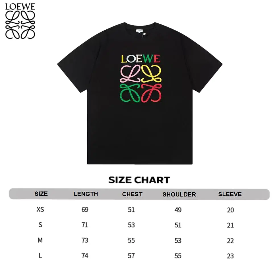 LOEWE Seiko colorful letter LOGO embroidered short-sleeved T-shirt Black 1.3