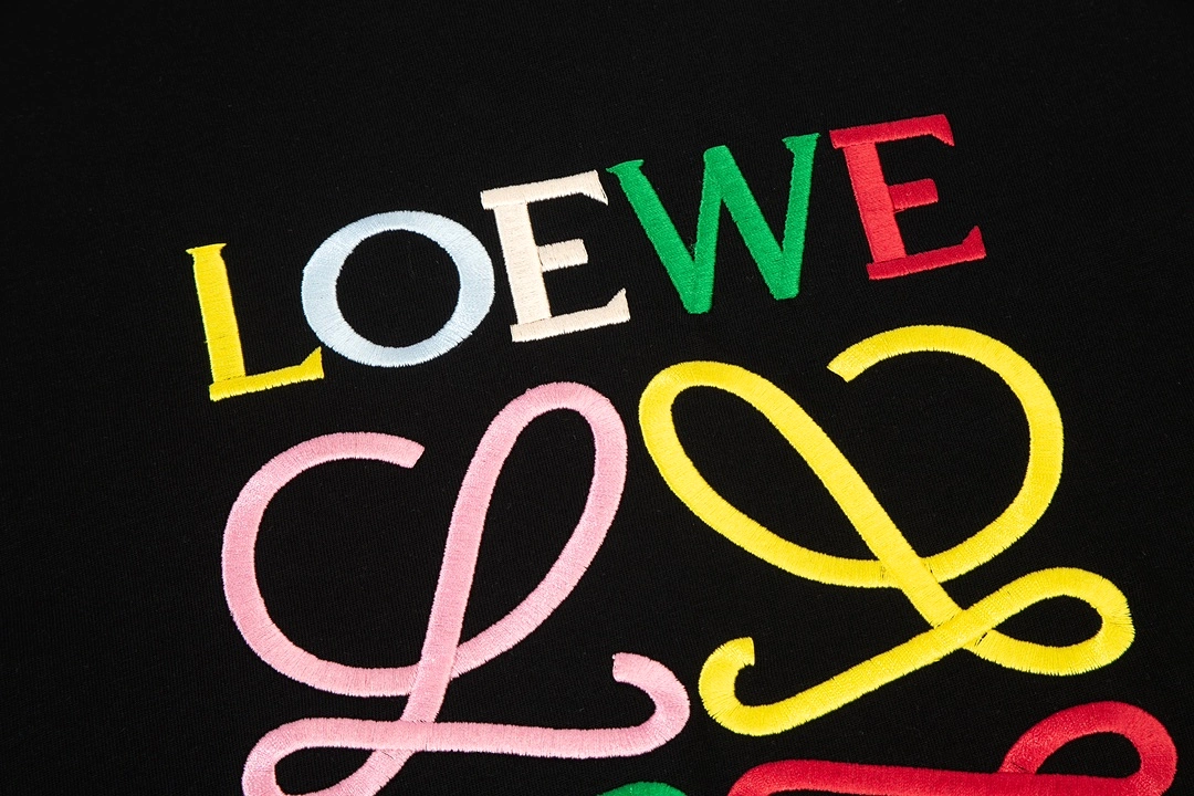 LOEWE Seiko colorful letter LOGO embroidered short-sleeved T-shirt Black 1.3