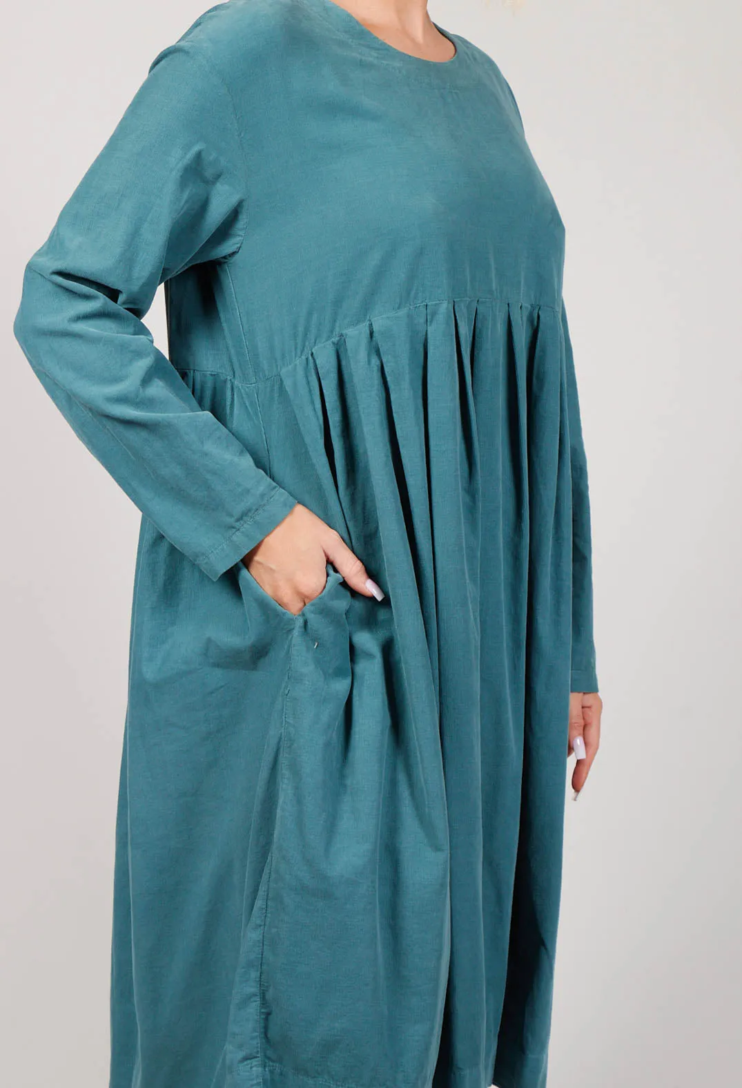 Long Sleeve Dress with Pleated Waist in Lotus