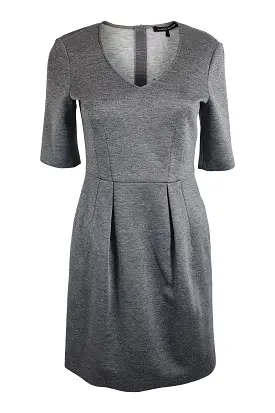 LUISA CERANO Grey V Neck Short Sleeved Fitted Dress (D 34 & D 42)