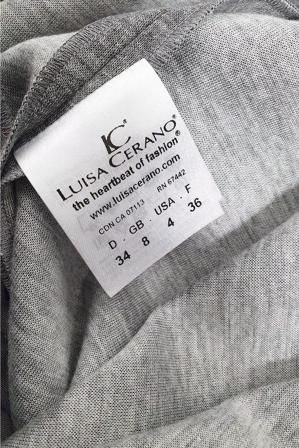 LUISA CERANO Grey V Neck Short Sleeved Fitted Dress (D 34 & D 42)