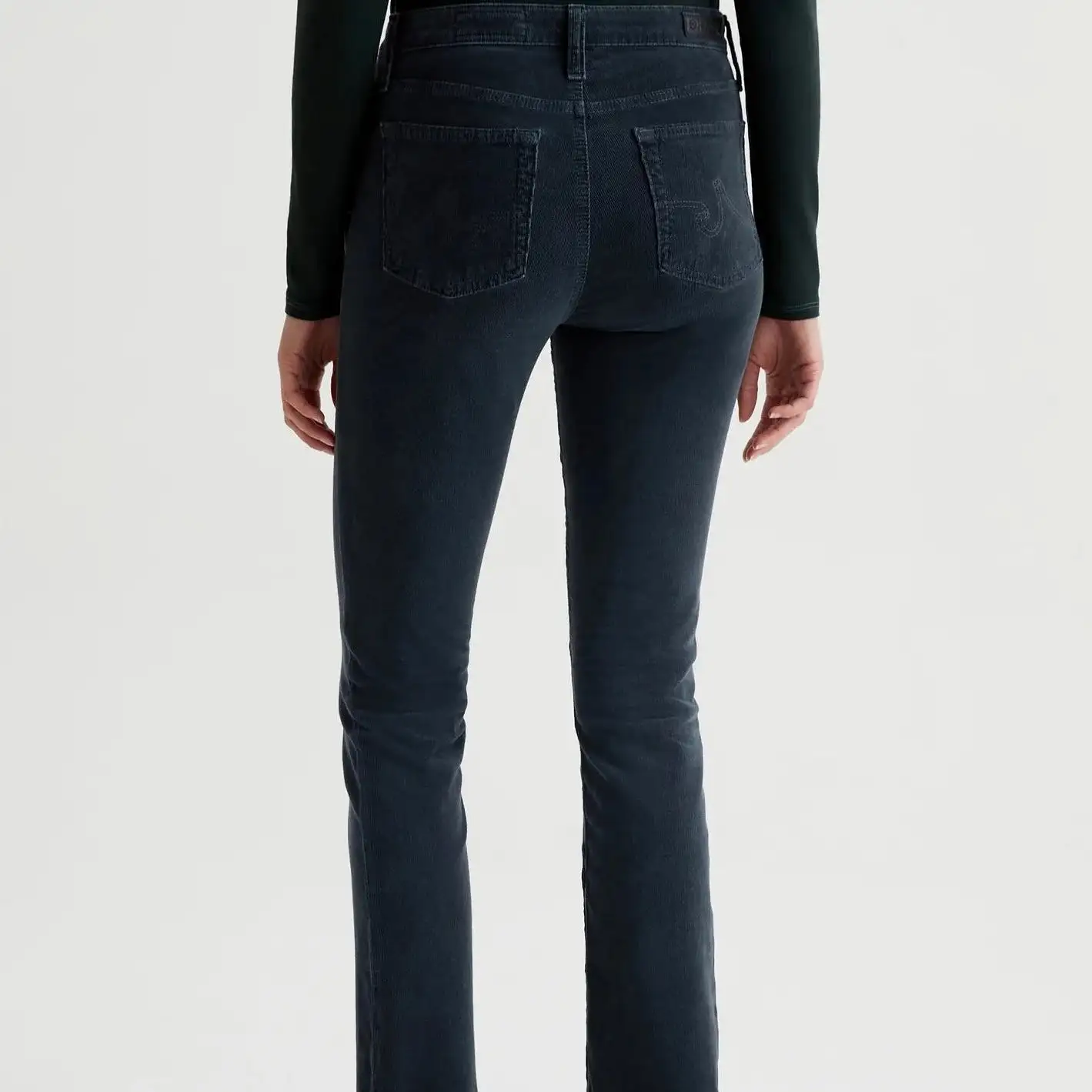 Mari High-Rise Slim Corduroy Jean (Melange Smoke)