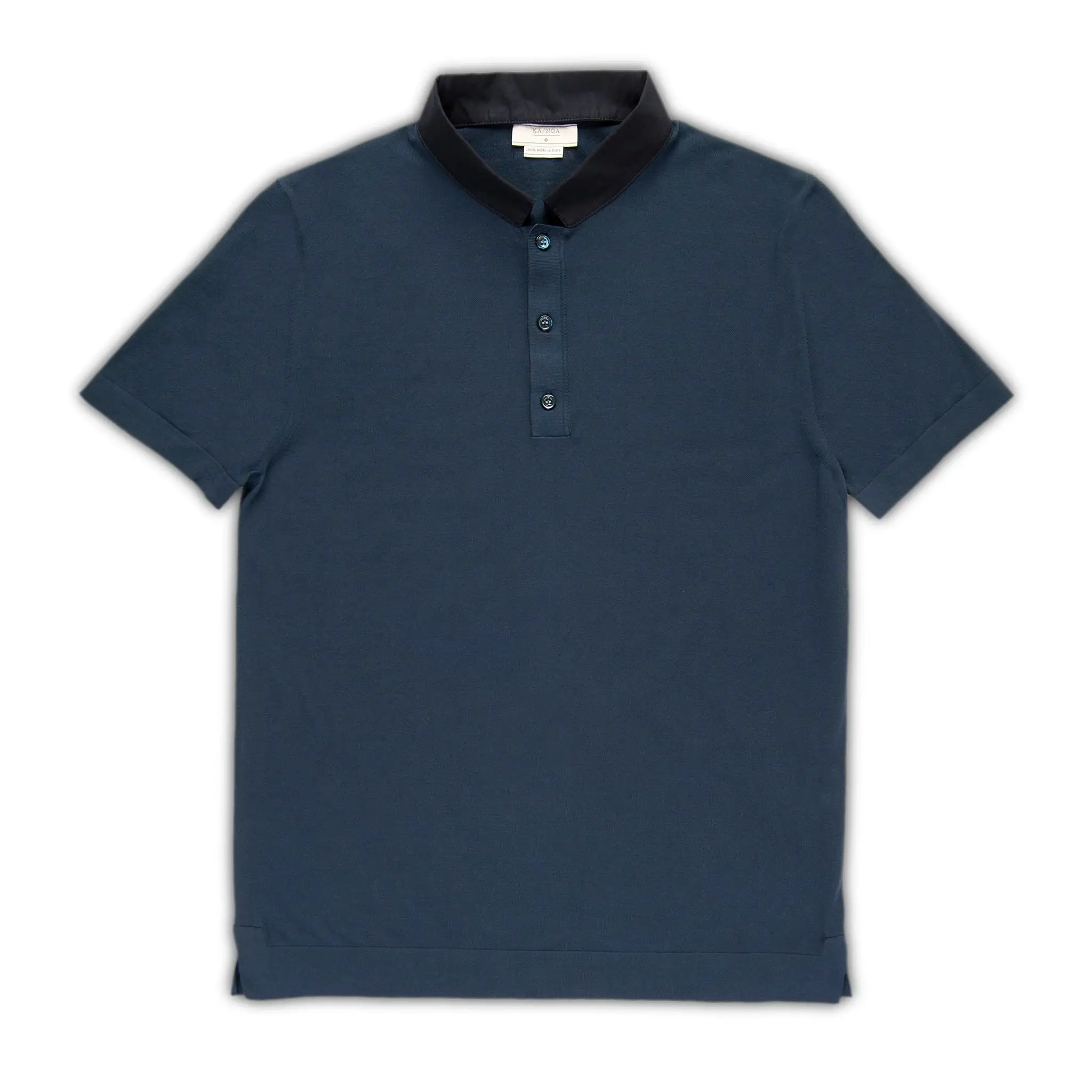 Martino short-sleeved knitted polo with KA/NOA shirt popeline collar