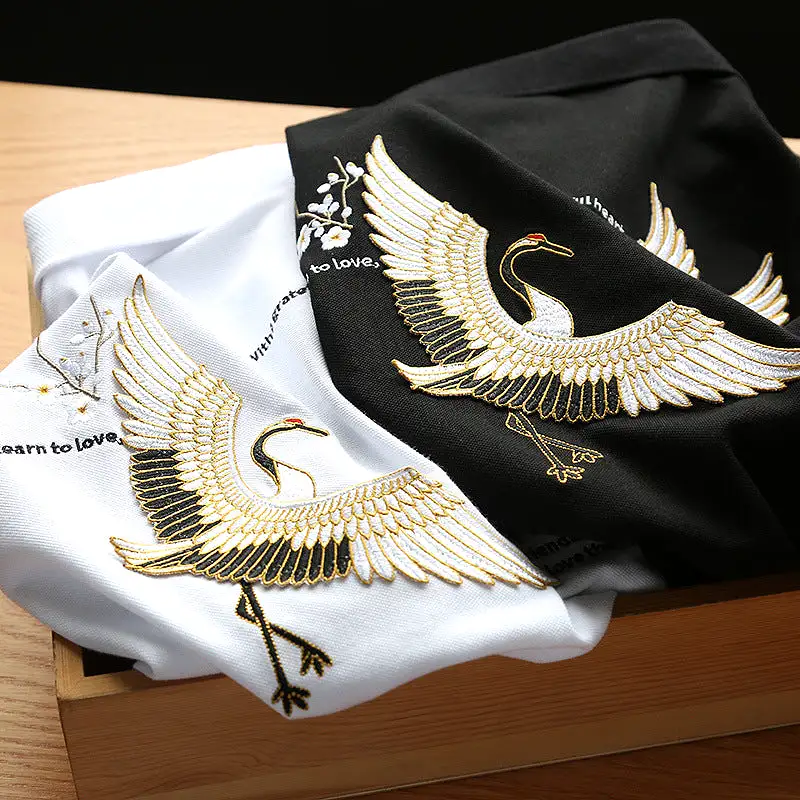 Men's new summer POLO crane embroidery short-sleeved T-shirt