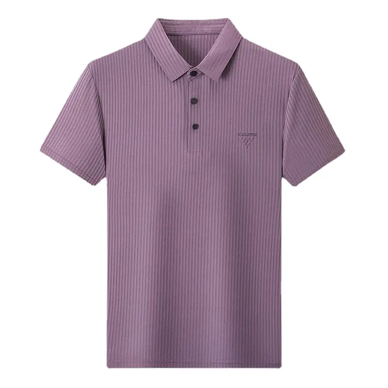 Men's nylon seamless elastic short-sleeved polo shirt