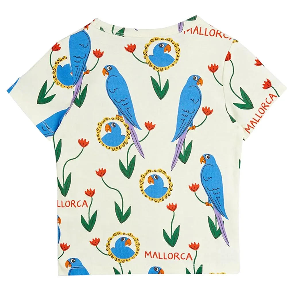 Mini Rodini Child Parrots All Over T-shirt Cream