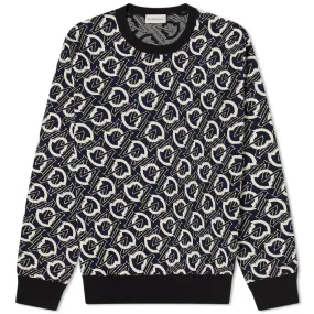 Moncler All Over Intarsia Crew KnitNavy & White