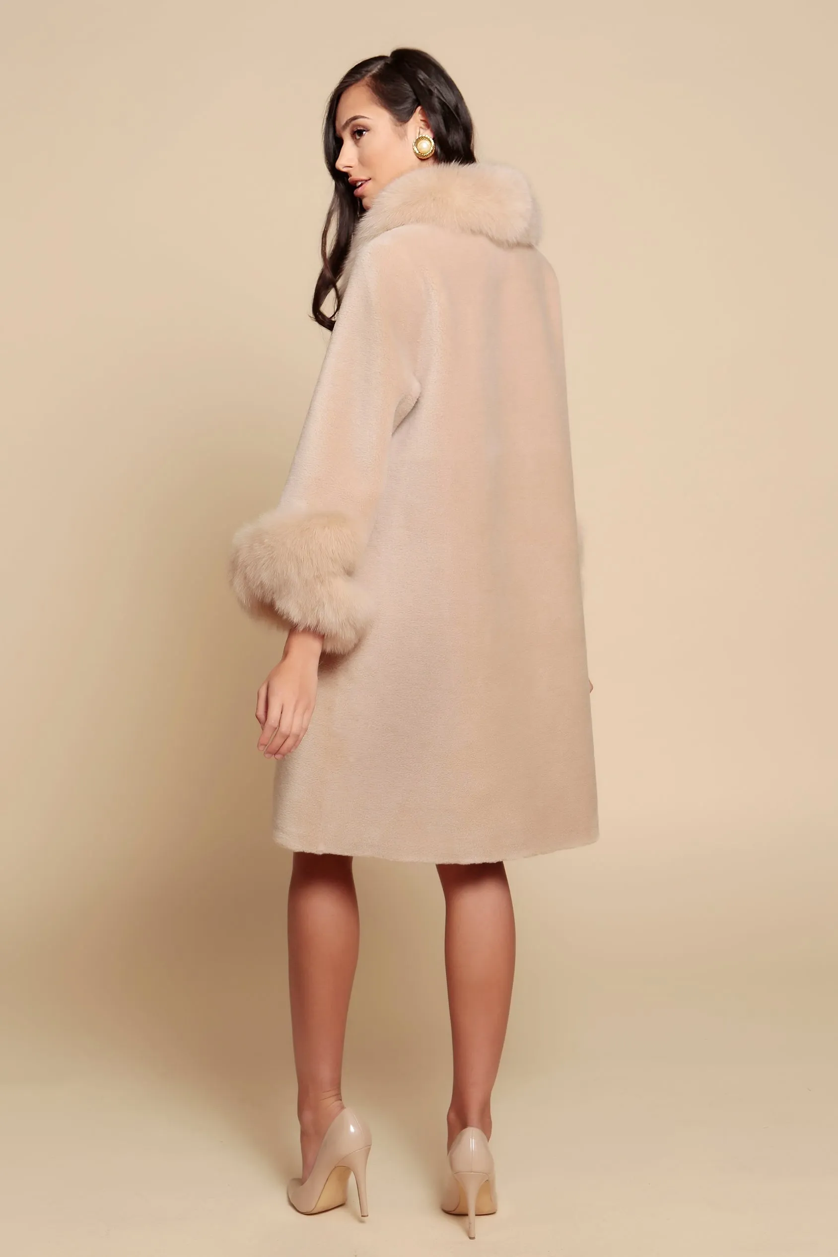 'Monroe' Wool and Faux Fur Teddy Coat in Cammello